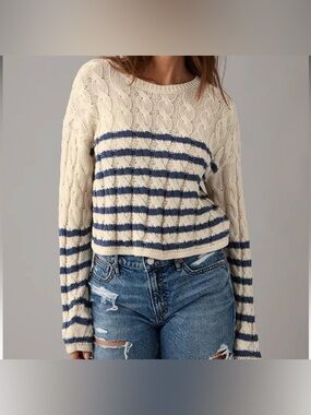 American Eagle Outfitters Cream Cable Knit Sweater